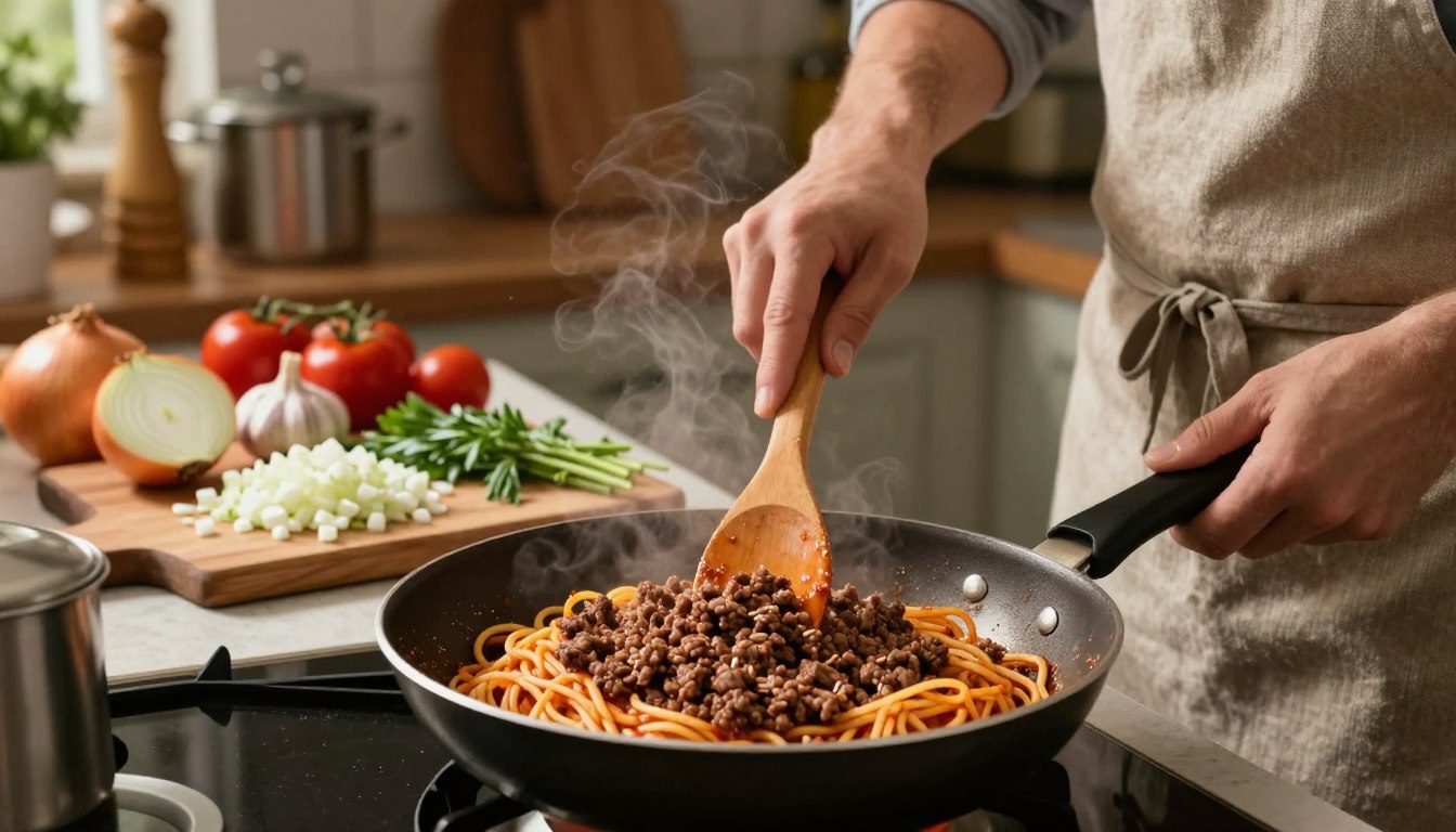 Ile smażyć mięso mielone do spaghetti